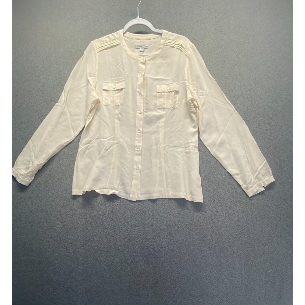 Pendleton 100% Silk Button Front Blouse Womens Size 14 Butter Timeless Classic